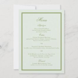 Convite Moss Green Estate Wedding Menu Card