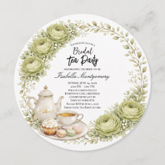 Convite Moss Green Palette Tea Party Bridal Shower