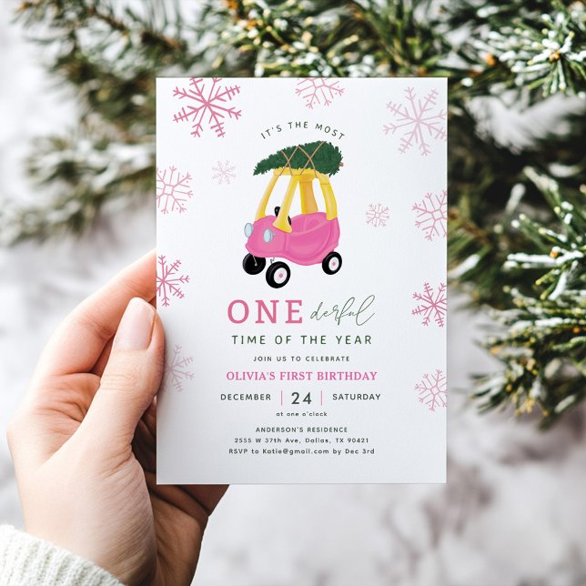 Convite Most ONEderful Time Of The Year Pink 1st Birthday (Criador carregado)