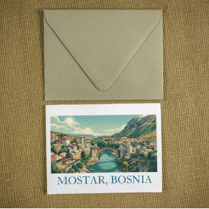 Convite Mostar Bósnia Ponte Velha Stari Most Viagem Retro