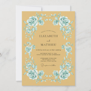 Convite Mostarda Casamento Vintage Ornamentado