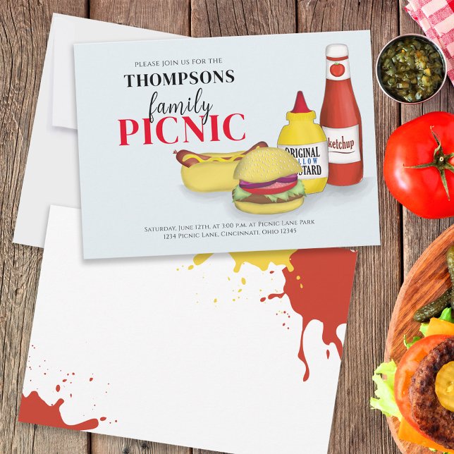 Convite Mostarda de Ketchup de Picnic de Verão bonito (Criador carregado)