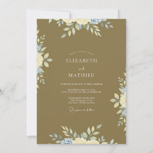 Convite Mostarda Folhas de Ouro Antigo Casamento
