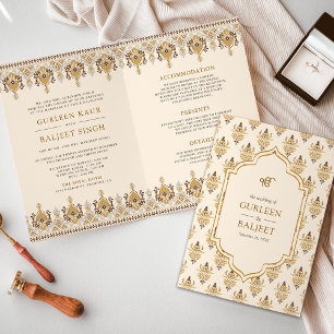 Convite Mostarda Ikat Tudo em Um Casamento Sikh Anand Kara