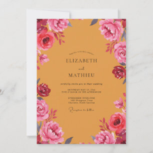 Convite Mostarda Magenta Ranunculus Empoeirado Weddin