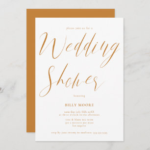 Convite Mostarda Ochre Script Gênero Chá de casamento neut