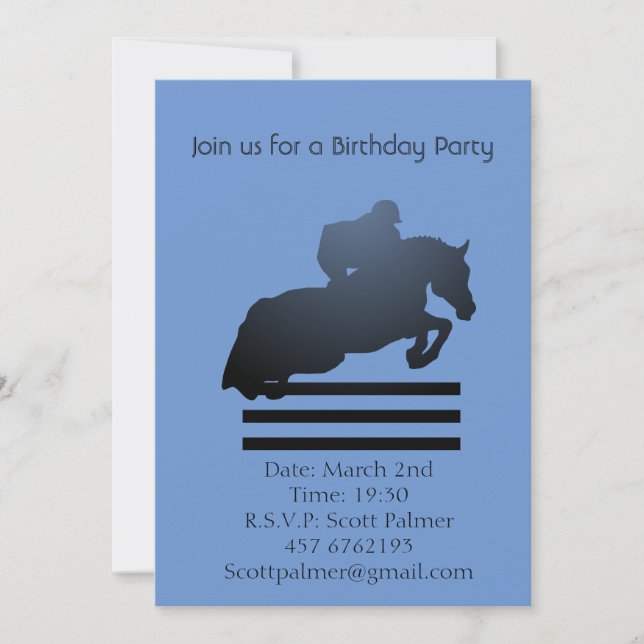 Convite Mostre o jumper limpando um obstáculo. (Frente)