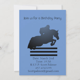 Convite Mostre o jumper limpando um obstáculo.