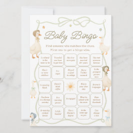 Convite Mother Goose Baby Shower Find the Guest Bingo Game