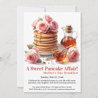Convite Mother’s Day Breakfast Invitation – Pancakes Roses