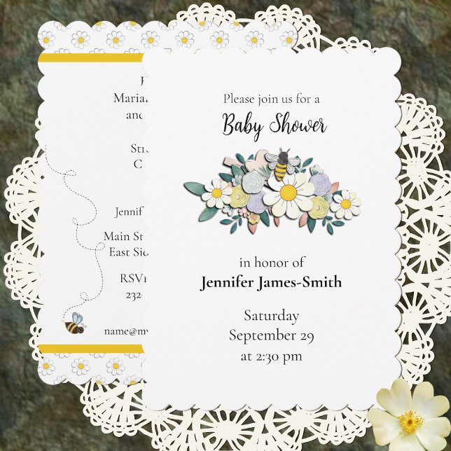 Convite Mother-to-Bee Baby Shower Invitation White (Criador carregado)
