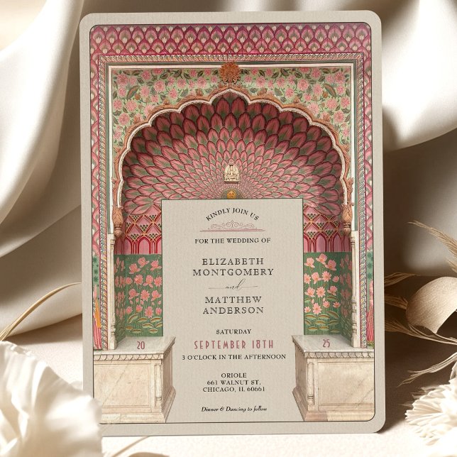 Convite Motif da Arca de Pavão, Inspirada na Índia, de lux (Criador carregado)