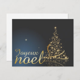 Convite Motif de Noël bleu avec arbre de Noël doré