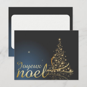 Convite Motif de Noël bleu avec arbre de Noël doré