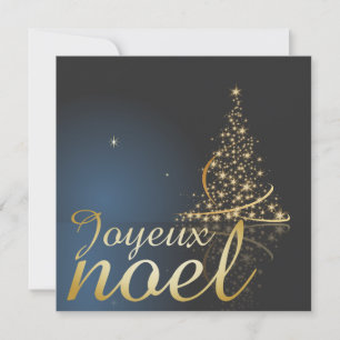 Convite Motif de Noël bleu avec arbre de Noël doré