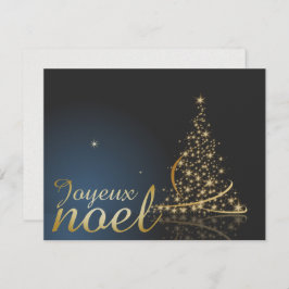 Convite Motif de Noël bleu avec arbre de Noël doré