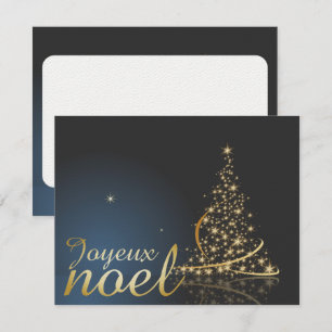 Convite Motif de Noël bleu avec arbre de Noël doré