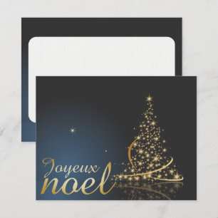 Convite Motif de Noël bleu avec arbre de Noël doré