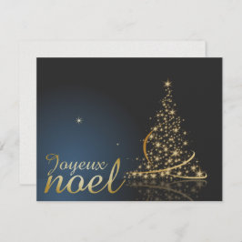 Convite Motif de Noël bleu avec arbre de Noël doré