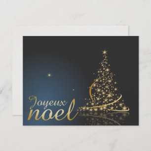 Convite Motif de Noël bleu avec arbre de Noël doré