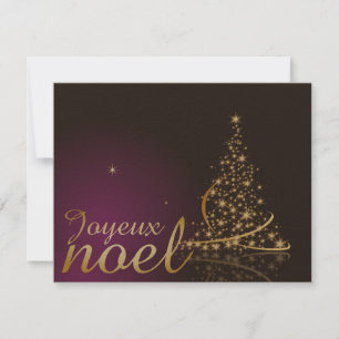 Convite Motif de Noël pourpre avec arbre de Noël doré