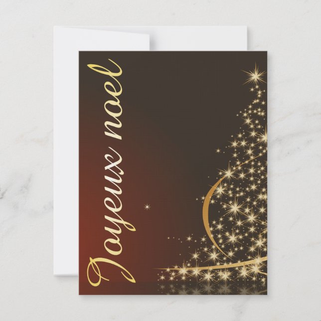 Convite Motif de Noël rouge avec arbre de Noël doré (Frente)