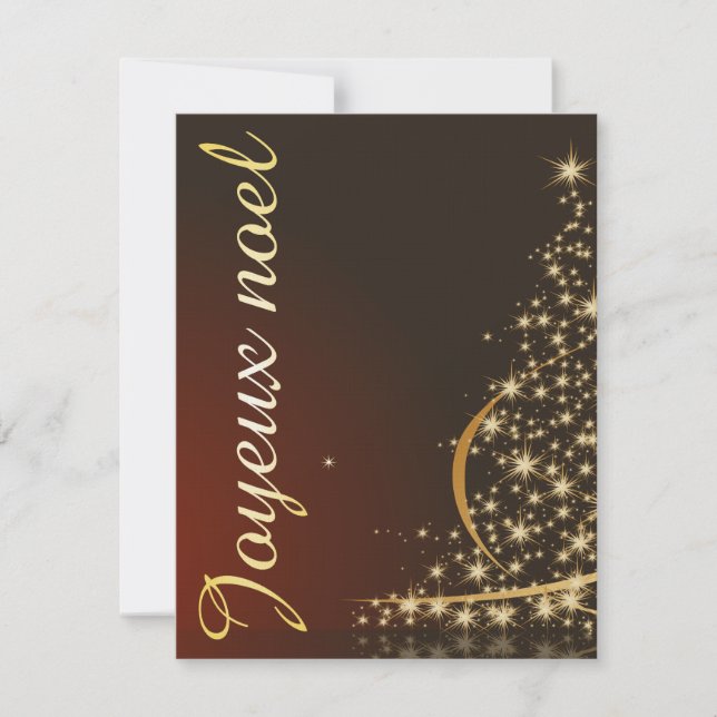 Convite Motif de Noël rouge avec arbre de Noël doré (Frente)
