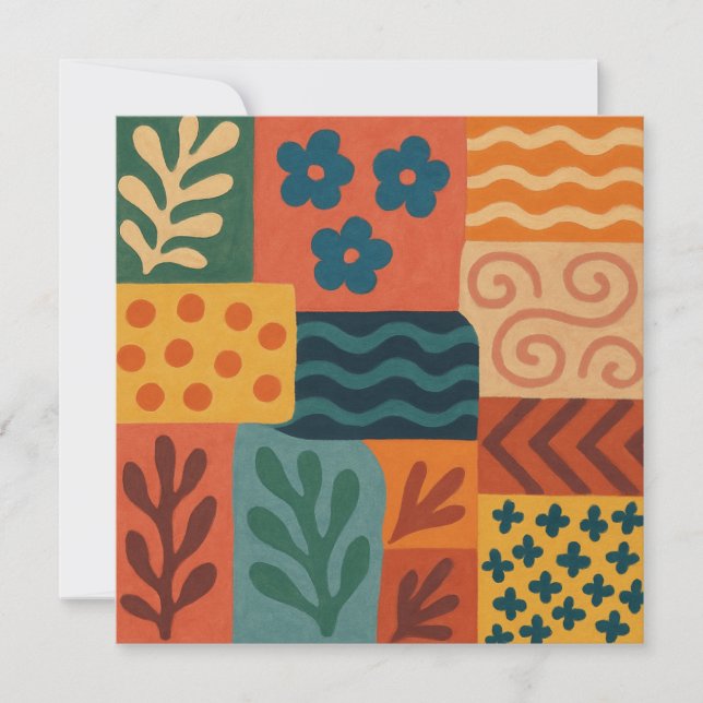 Convite Motif de Padrão de Colagem do Jardim Retroativo Di (Frente)