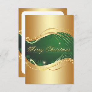 Convite Motivo de Natal do ouro com fundo verde