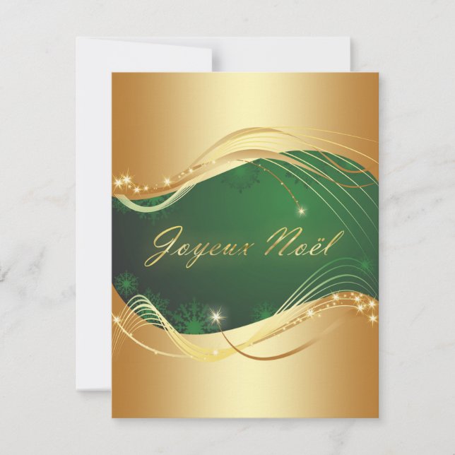 Convite Motivo de Natal dourado com fundo verde (Frente)