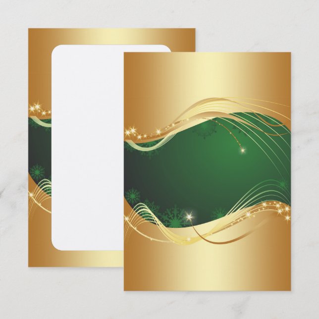 Convite Motivo de Natal dourado com fundo verde... (Frente/Verso)