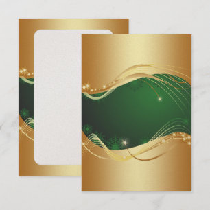 Convite Motivo de Natal dourado com fundo verde...