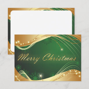 Convite Motivo de Natal dourado com fundo verde