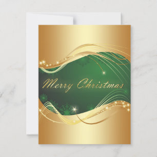 Convite Motivo de Natal dourado com fundo verde