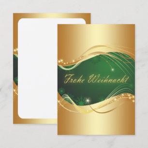 Convite Motivo de Natal Dourado com Fundo Verde