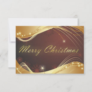 Convite Motivo de Natal dourado com fundo vermelho