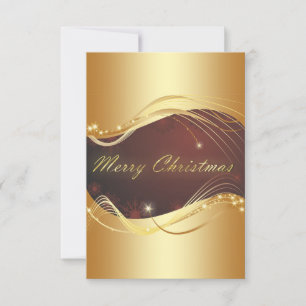 Convite Motivo de Natal dourado com fundo vermelho