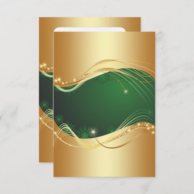 Convite Motivo de Natal ouro com fundo verde... (Frente/Verso)