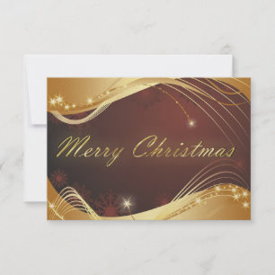 Convite Motivo de Natal ouro com fundo vermelho