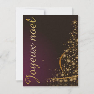 Convite Motivo de Natal roxo com árvore de Natal dourada