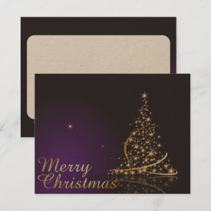 Convite Motivo de Natal roxo escuro com Natal dourado