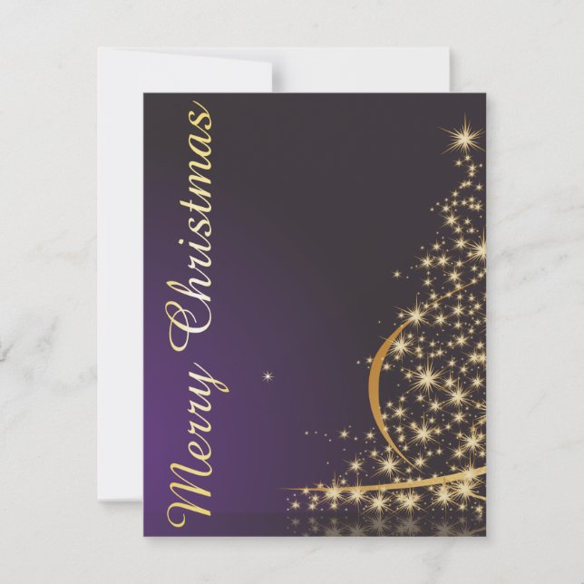 Convite Motivo de Natal roxo escuro com Natal dourado (Frente)