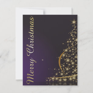 Convite Motivo de Natal roxo escuro com Natal dourado