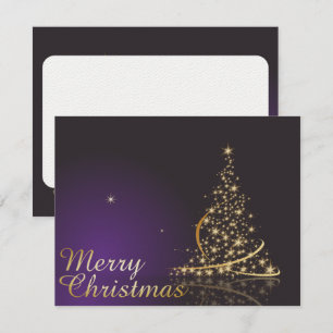 Convite Motivo de Natal roxo escuro com Natal dourado