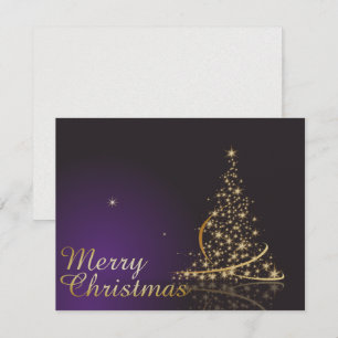 Convite Motivo de Natal roxo escuro com Natal dourado