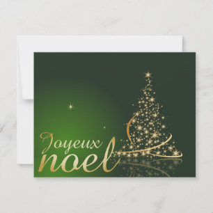 Convite Motivo de Natal verde com árvore de Natal dourada