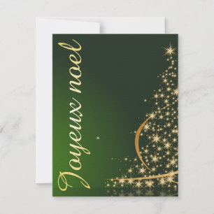 Convite Motivo de Natal verde com árvore de Natal dourada