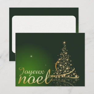 Convite Motivo de Natal verde com árvore de Natal dourada