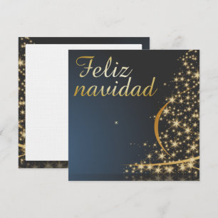Convite Motivo natalício azul com dourado árvore de natal.