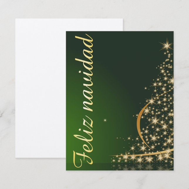 Convite Motivo natalício verde com árvore de Natal. (Frente/Verso)